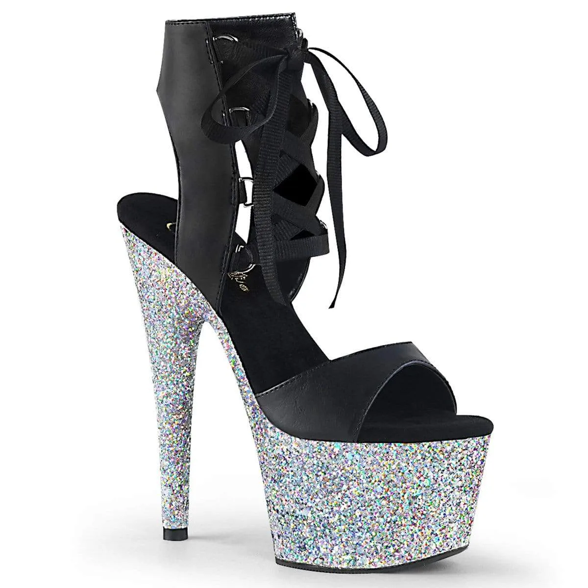 Adore 700-14LG Black Faux Leather/Silver Multi Glitter