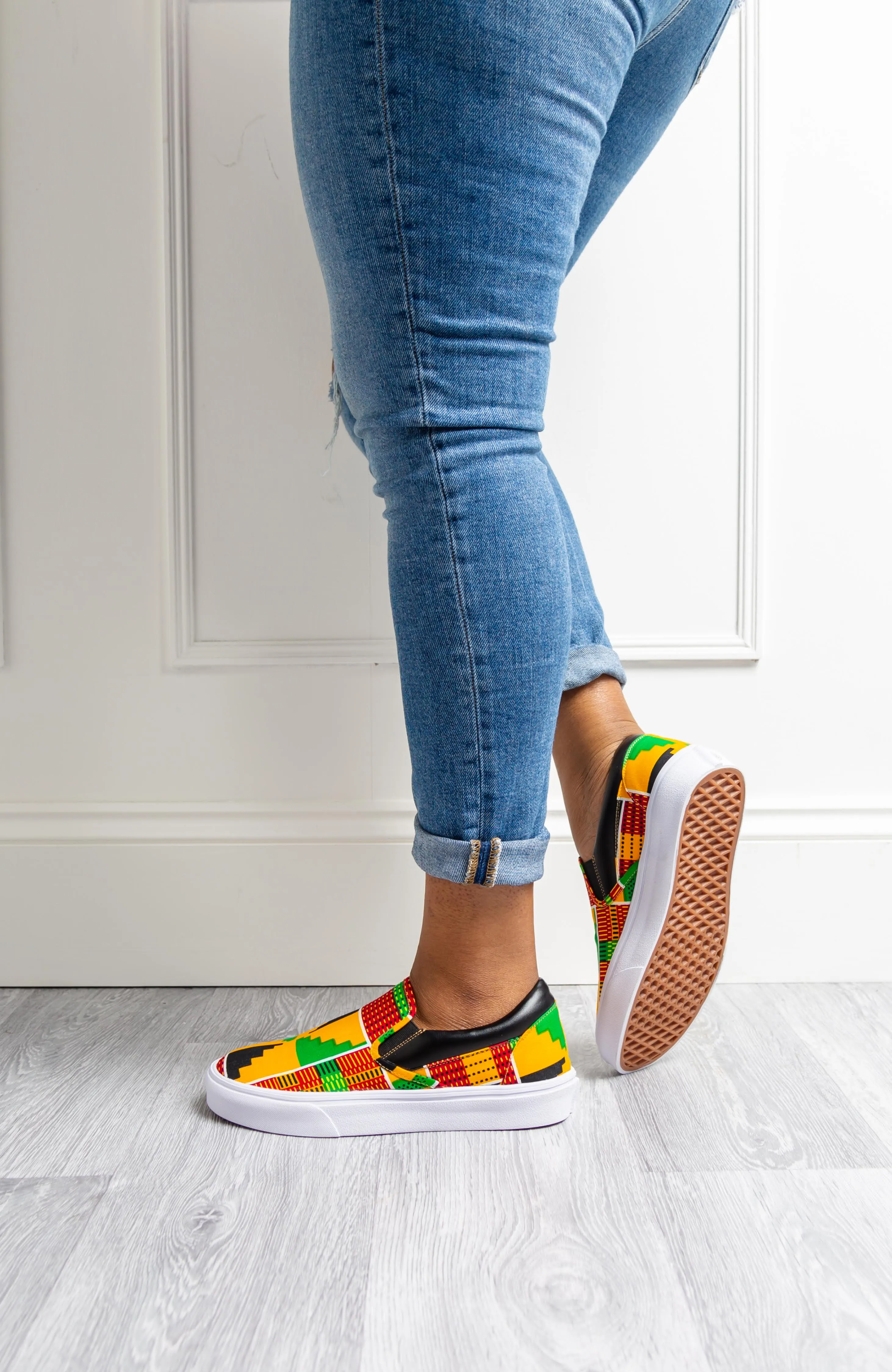 African Print Sneaker Shoes Light Weight Slip-on Trainer - KUMASI