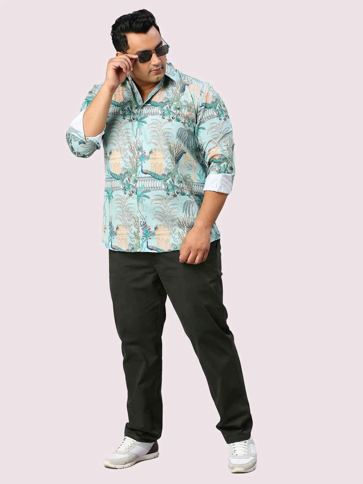 Aqua Island Digital Printed Full Sleeve Men's Plus Size Shirt