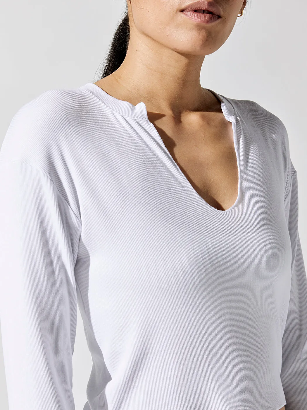 Arlette Notch Long Sleeve - White