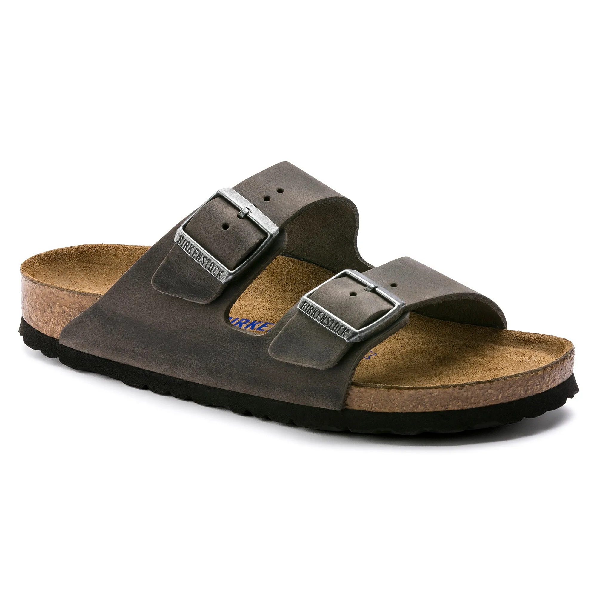 Birkenstock Arizona Soft Footbed Oiled Leather Color: Iron (MEDIUM/NARROW WIDTH)