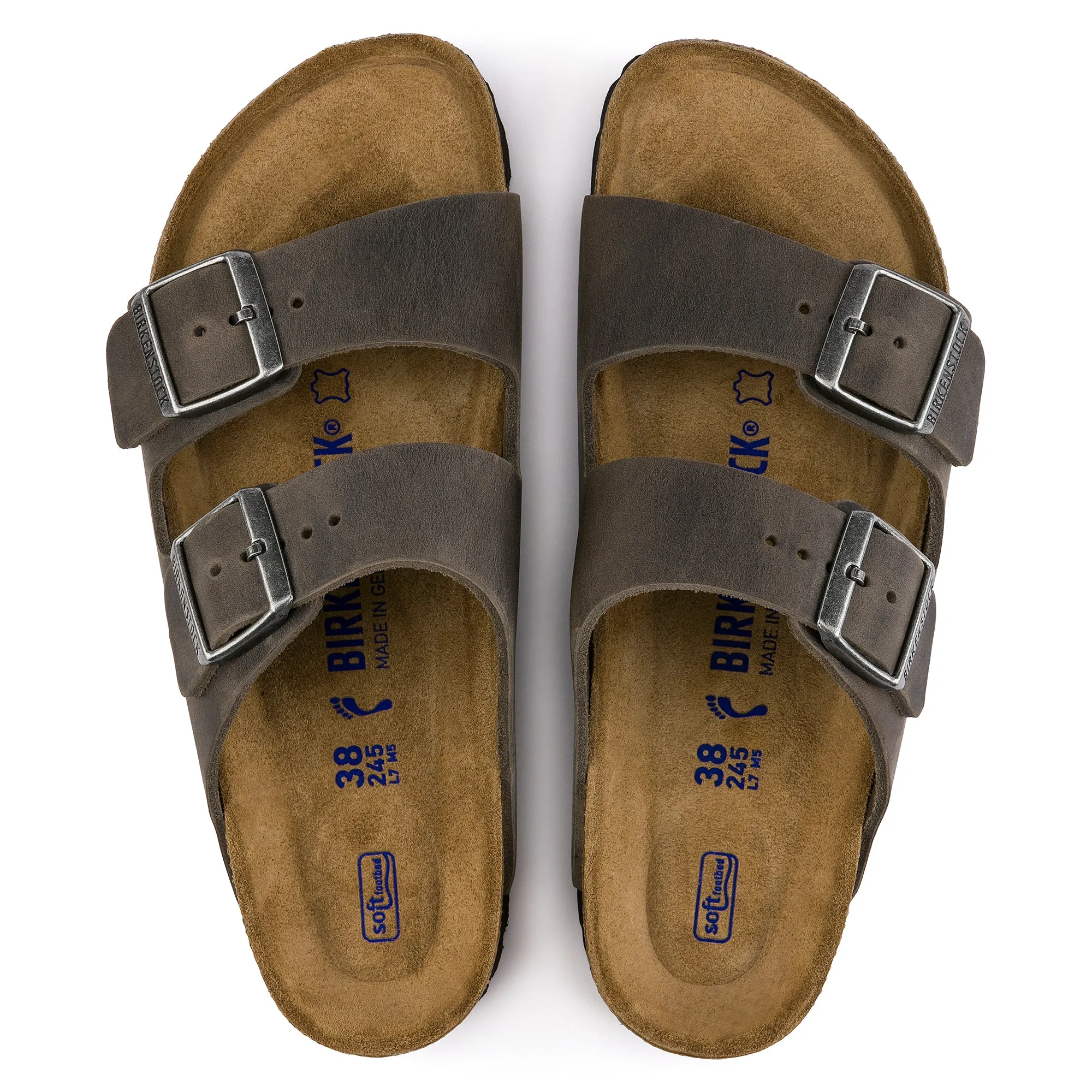 Birkenstock Arizona Soft Footbed Oiled Leather Color: Iron (MEDIUM/NARROW WIDTH)