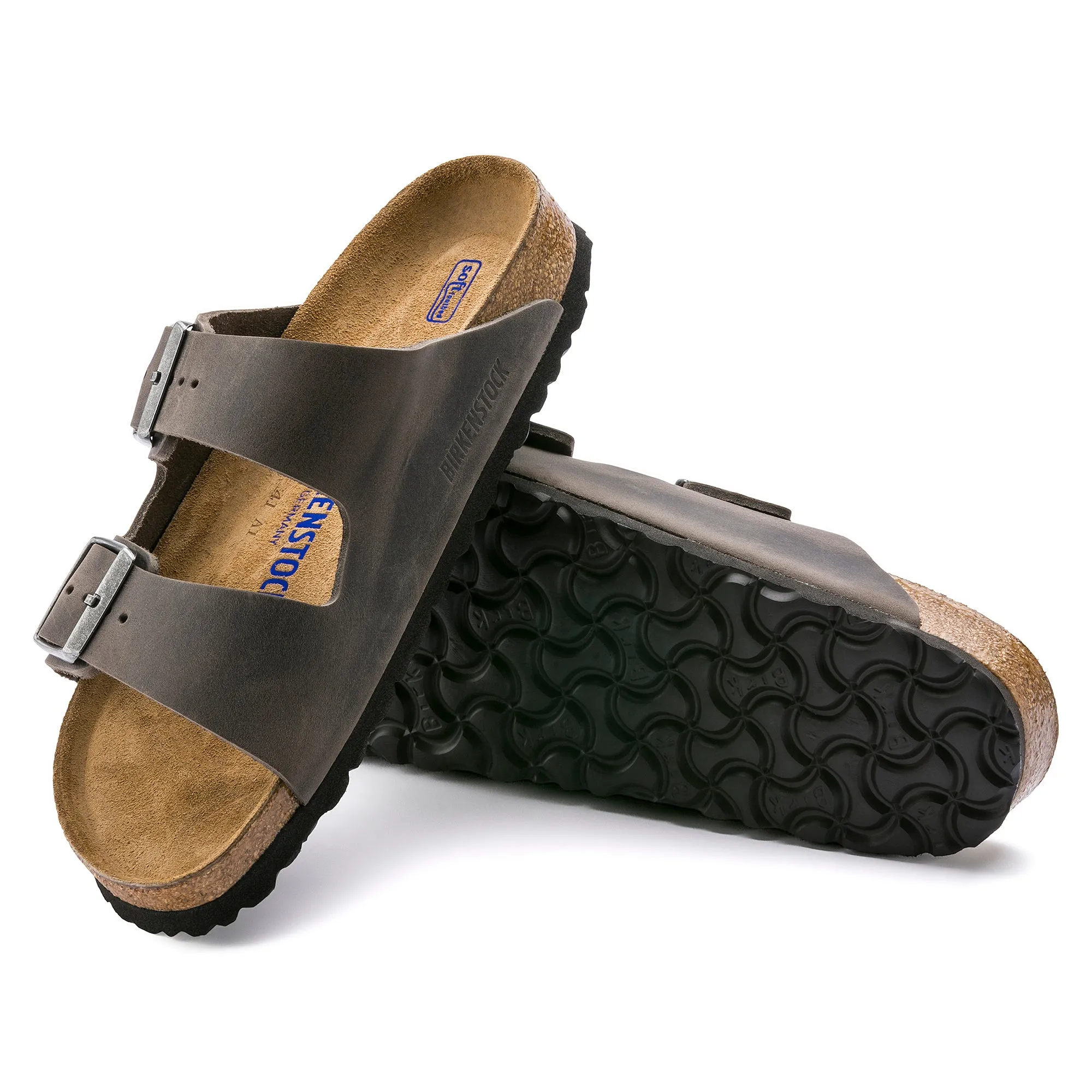 Birkenstock Arizona Soft Footbed Oiled Leather Color: Iron (MEDIUM/NARROW WIDTH)