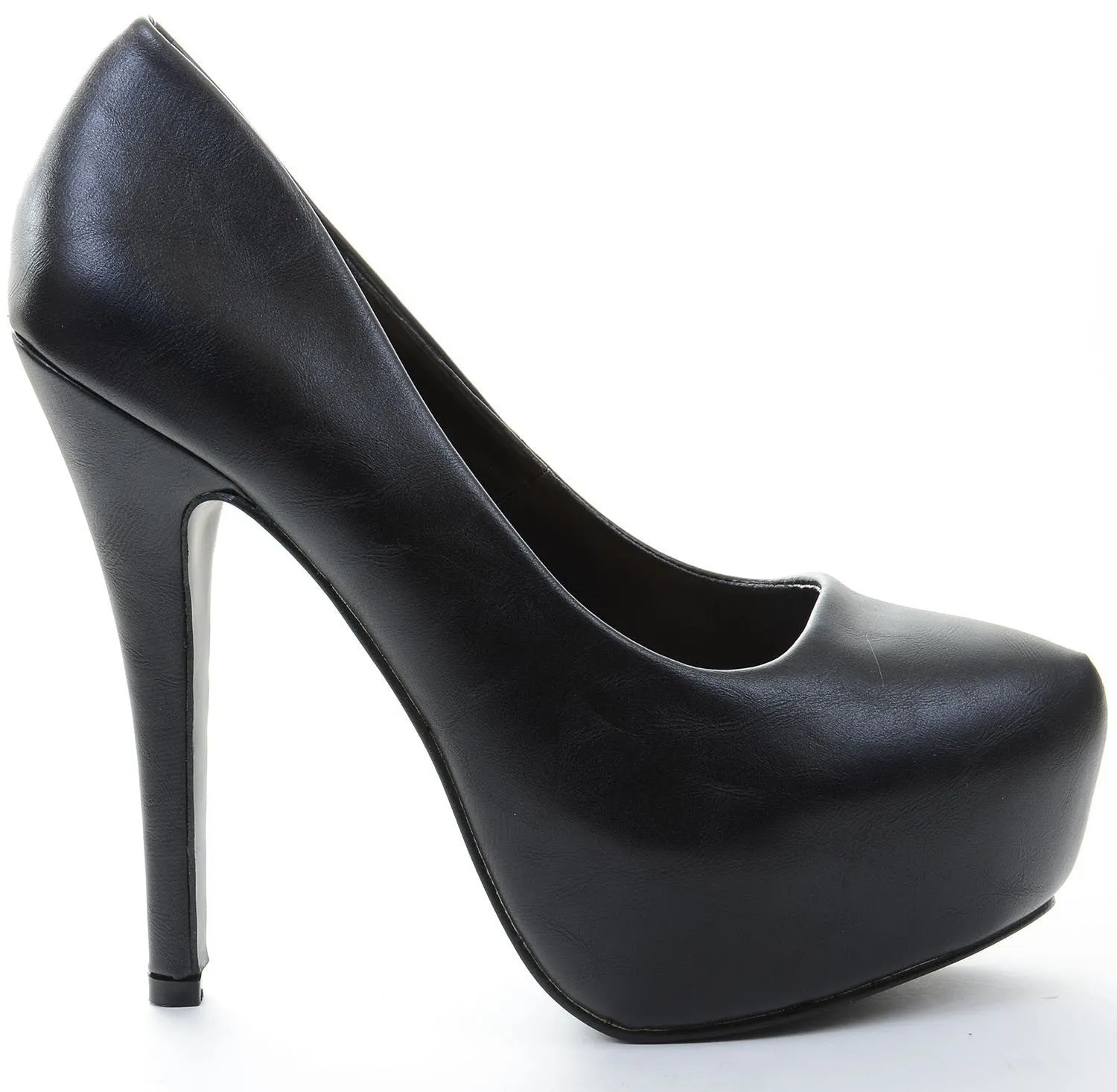 Black Almond Toe Hidden Platform Stiletto Pump