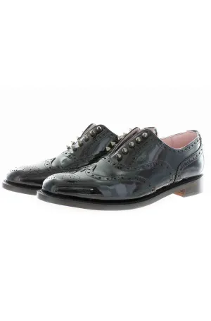 black patent stud brogue