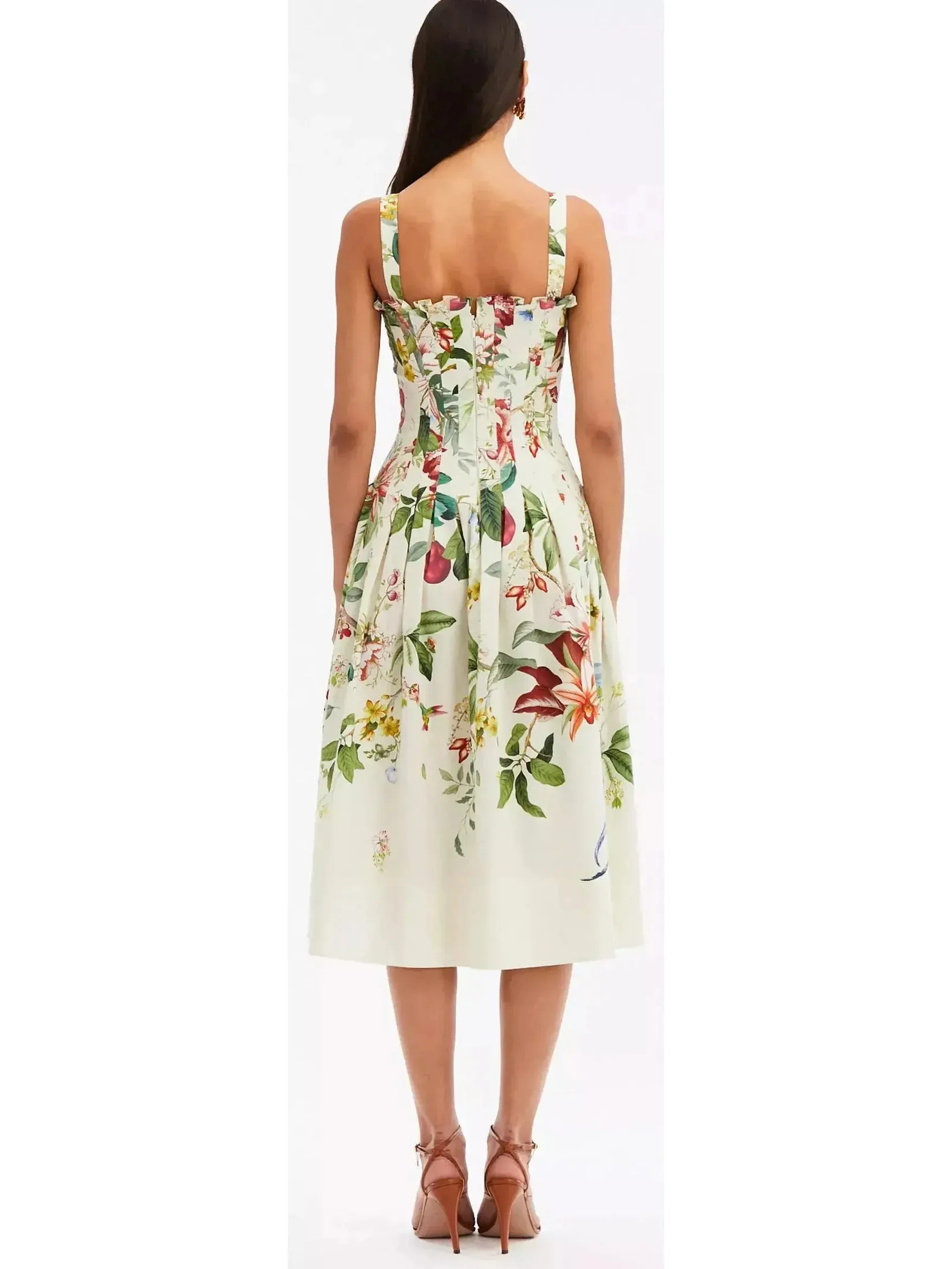 Botanical Printed Sleeveless Fit & Flare Tank Dress