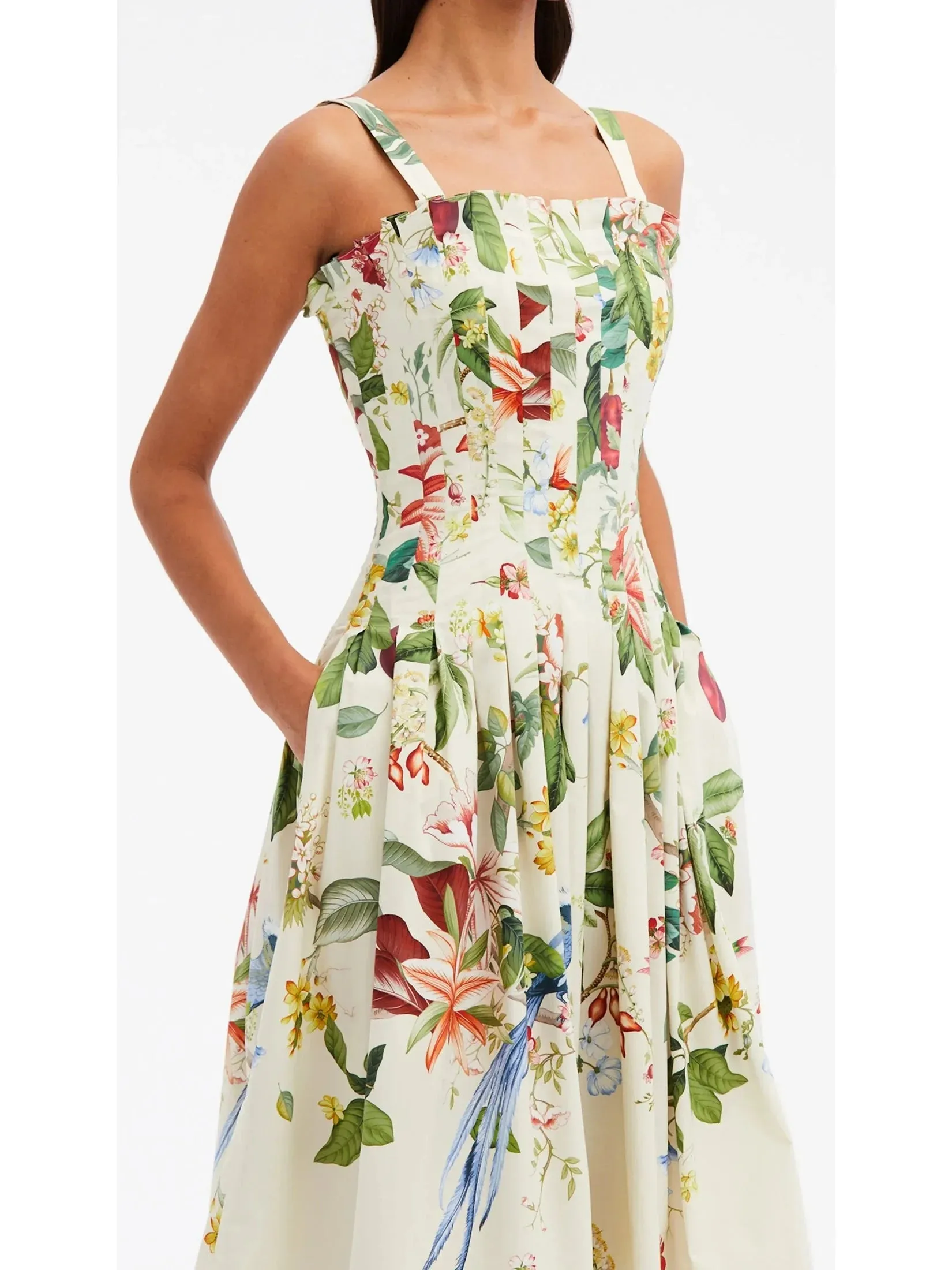 Botanical Printed Sleeveless Fit & Flare Tank Dress