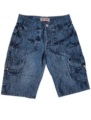 Brisbane Denim Cargo Shorts in Blue - Tokyo Laundry