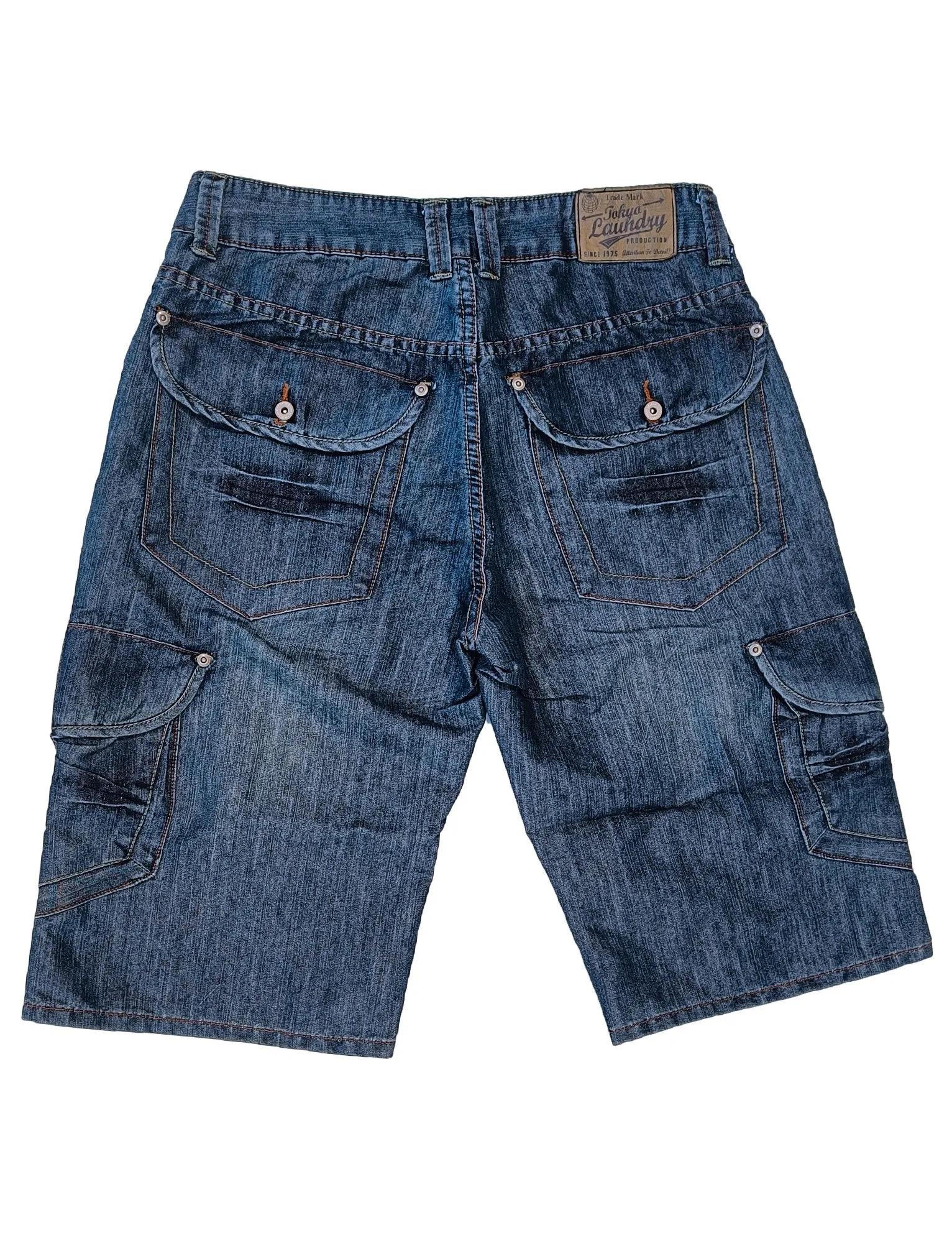 Brisbane Denim Cargo Shorts in Blue - Tokyo Laundry