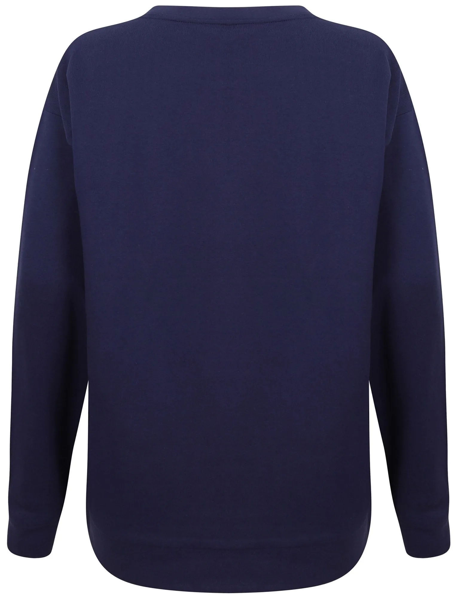 Calais Sweatshirt with Woven Tape Detail Sleeves in Patriot Blue - Amara Reya