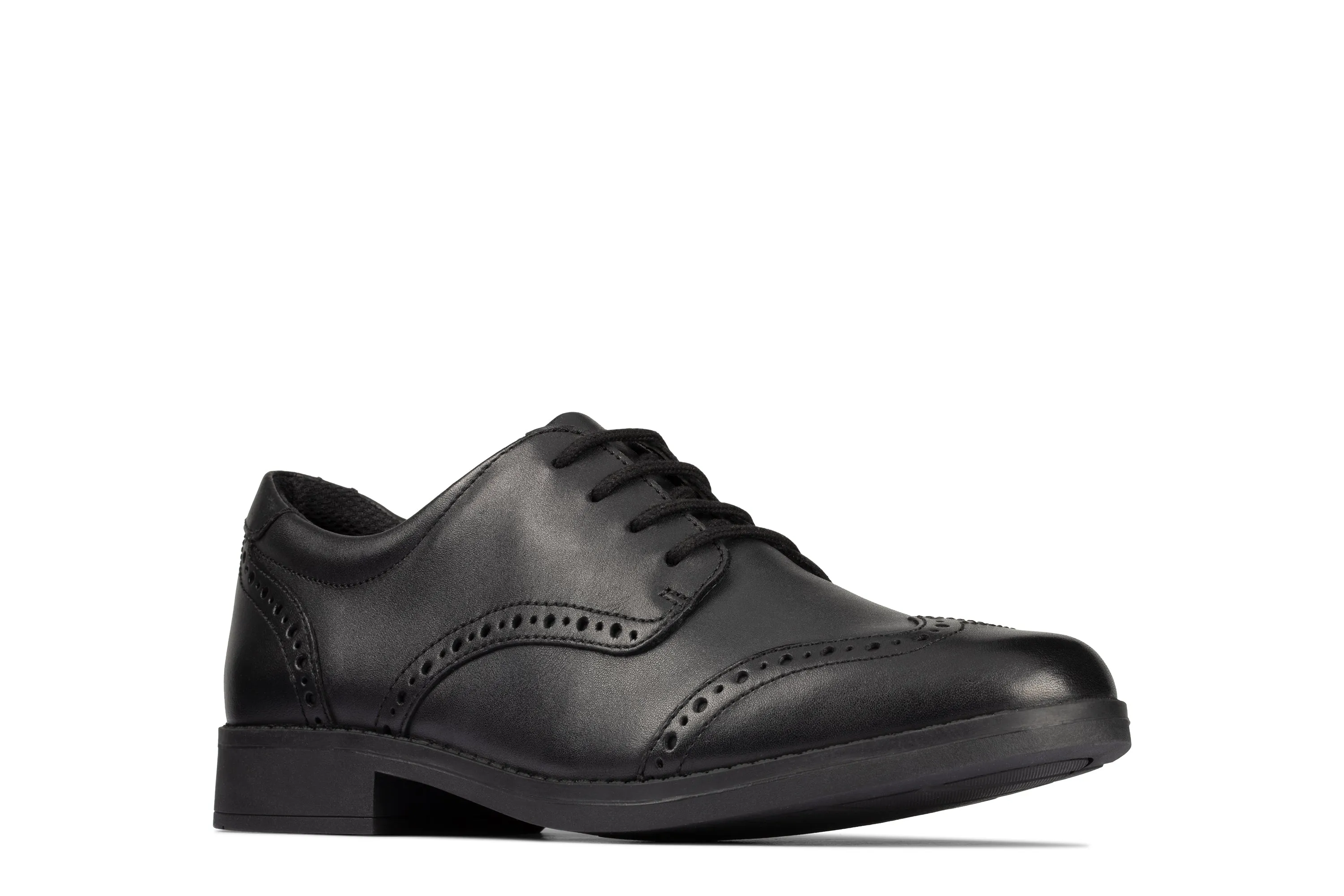 Clarks Aubrie Craft Girls Black Brogue School Shoe