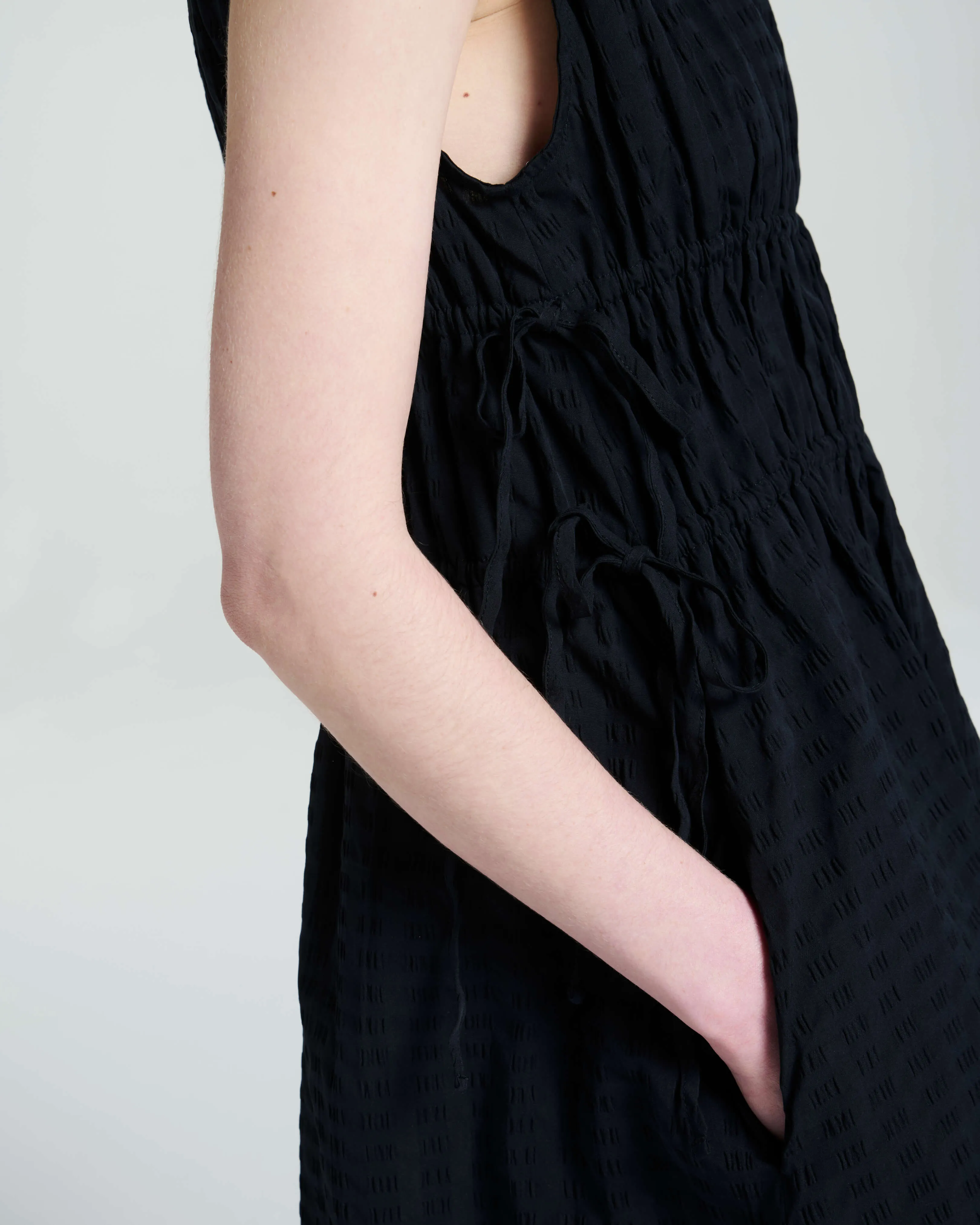 Como Dress Black Textured Cotton