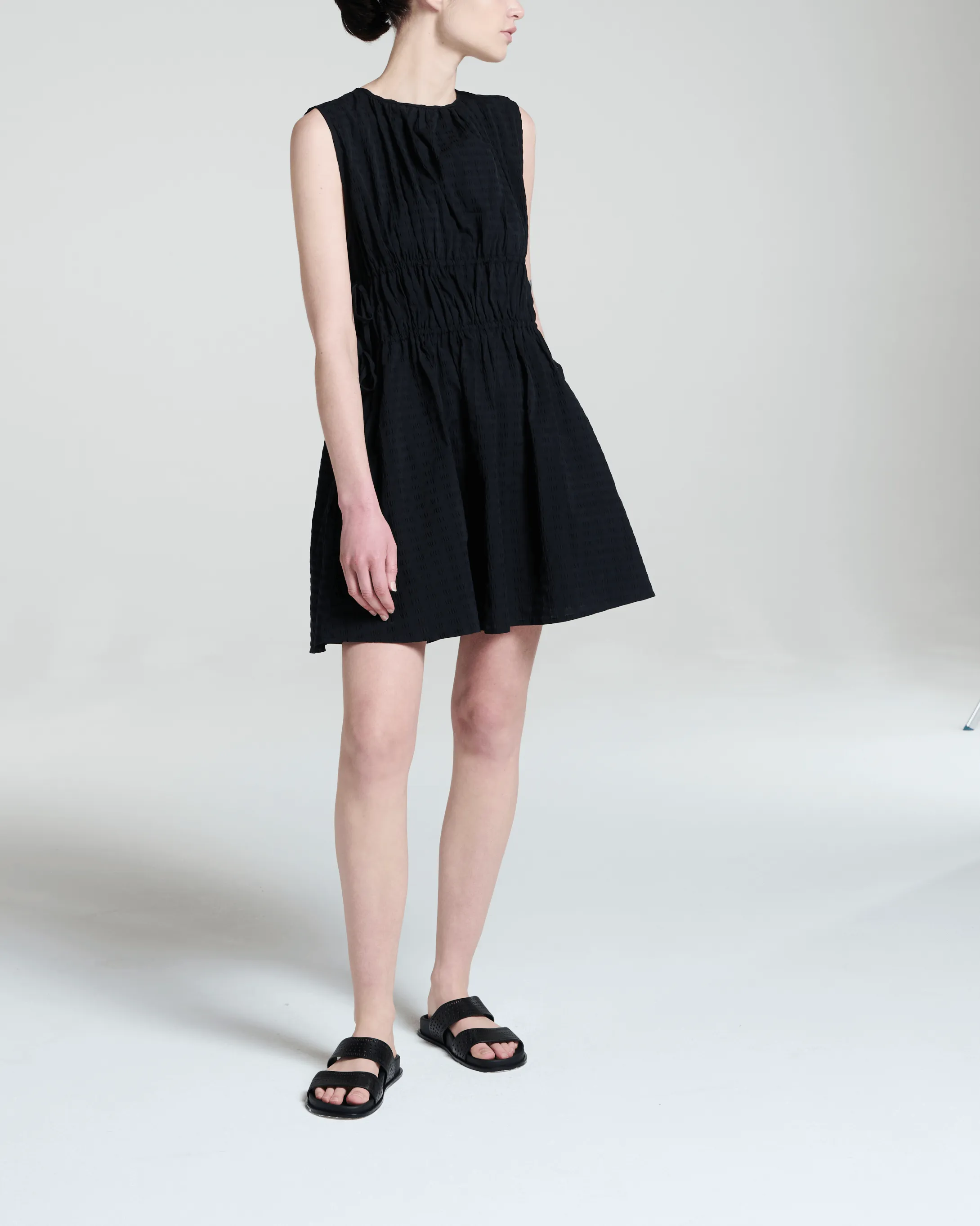 Como Dress Black Textured Cotton