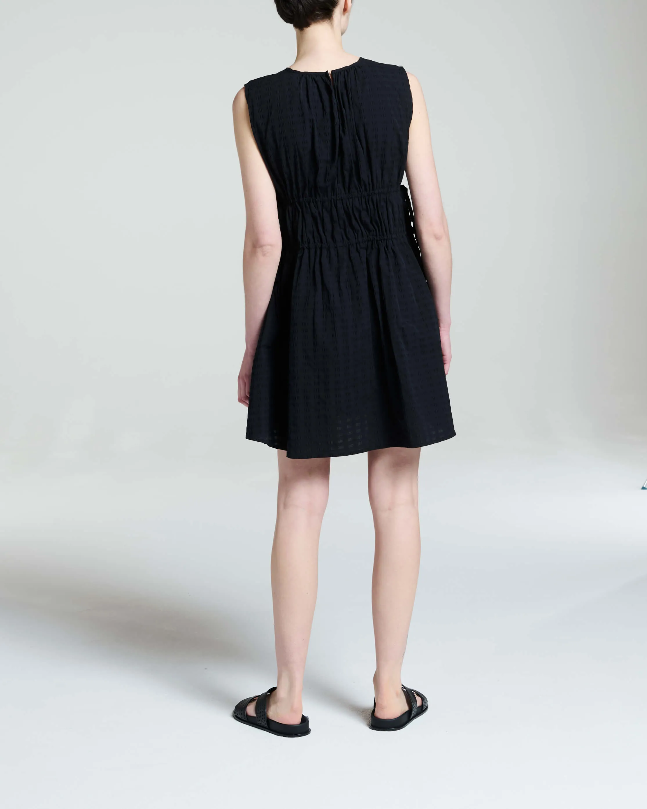 Como Dress Black Textured Cotton