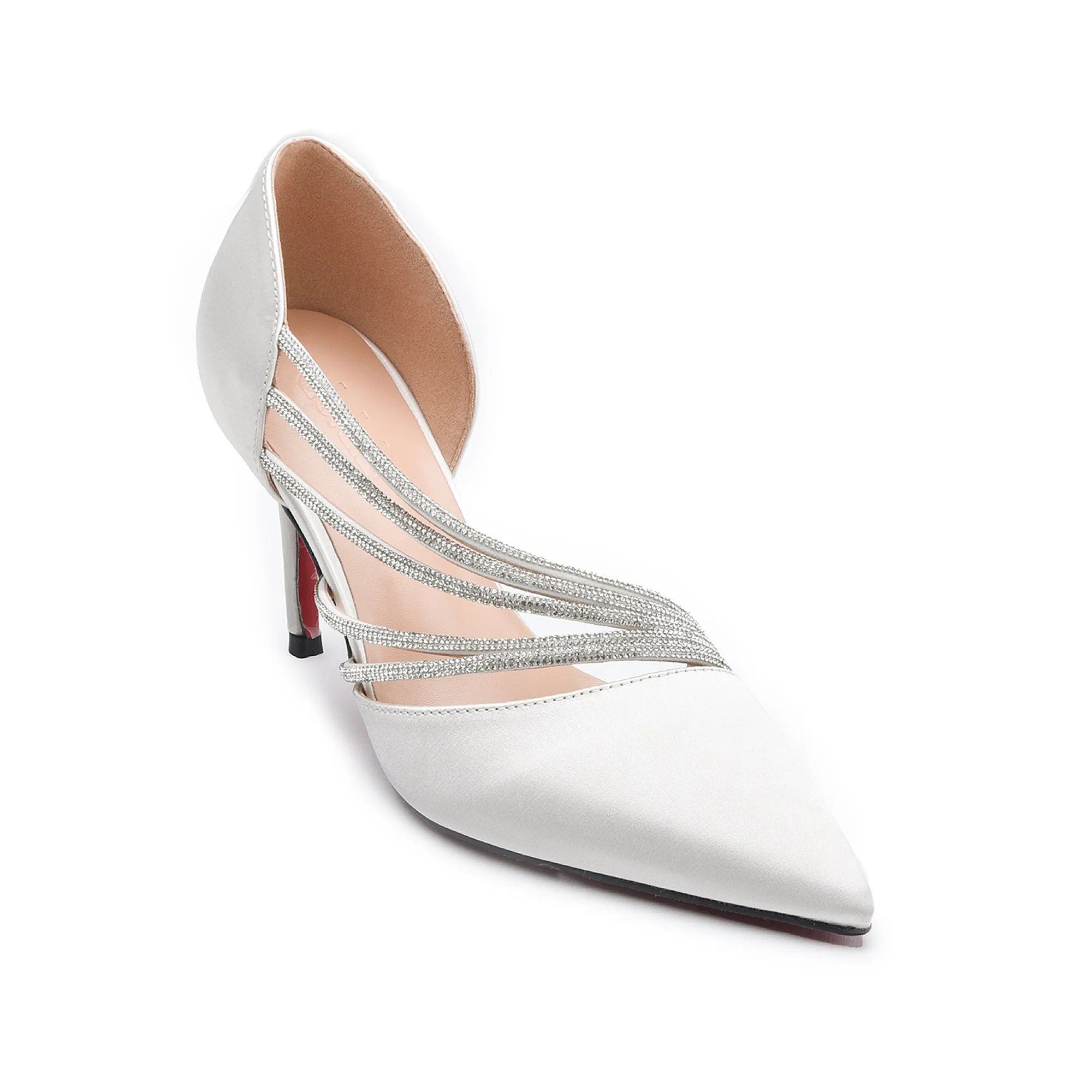 Elegant White Strappy High Heel Pumps | 411N-W