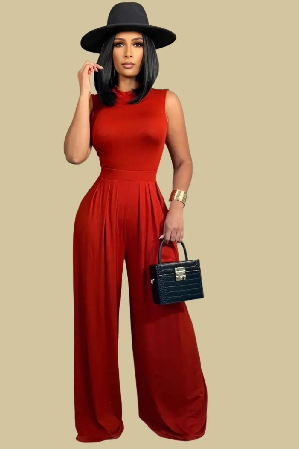 Elegant Wide Leg Sleeveless Jumpsuit