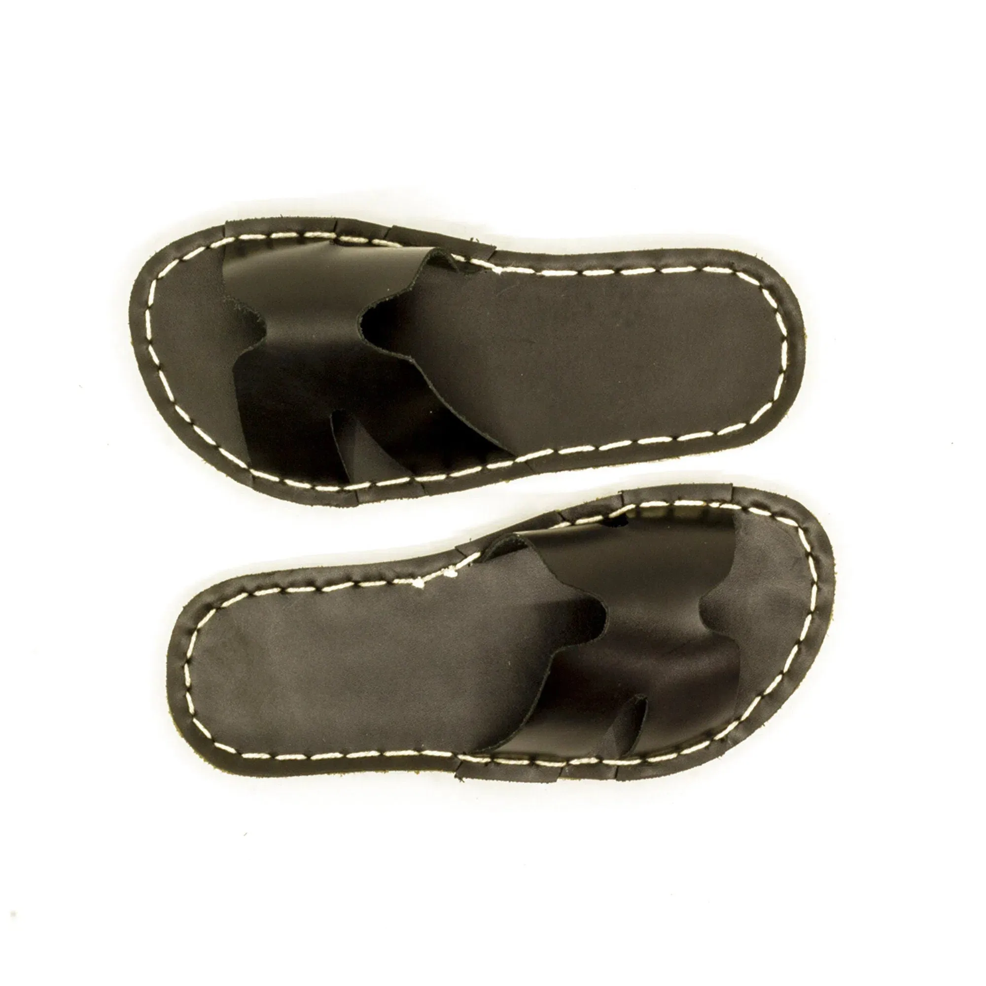 H-Style Black Leather Barefoot Slipper For Men