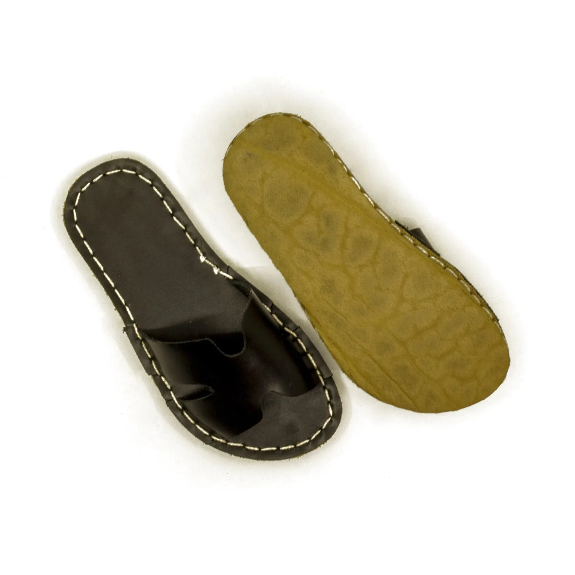 H-Style Black Leather Barefoot Slipper For Men