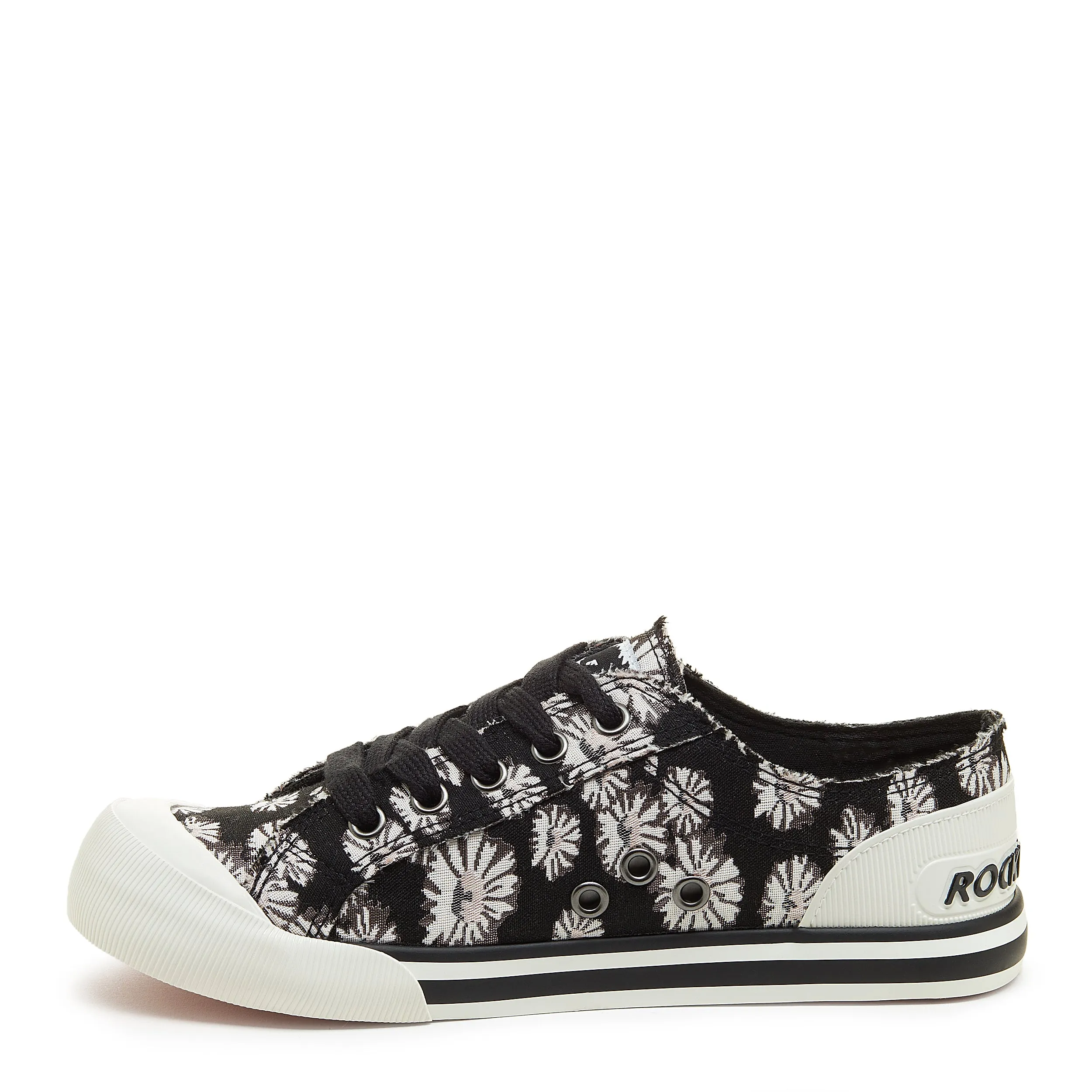 Jazzin Black Floral Trainers