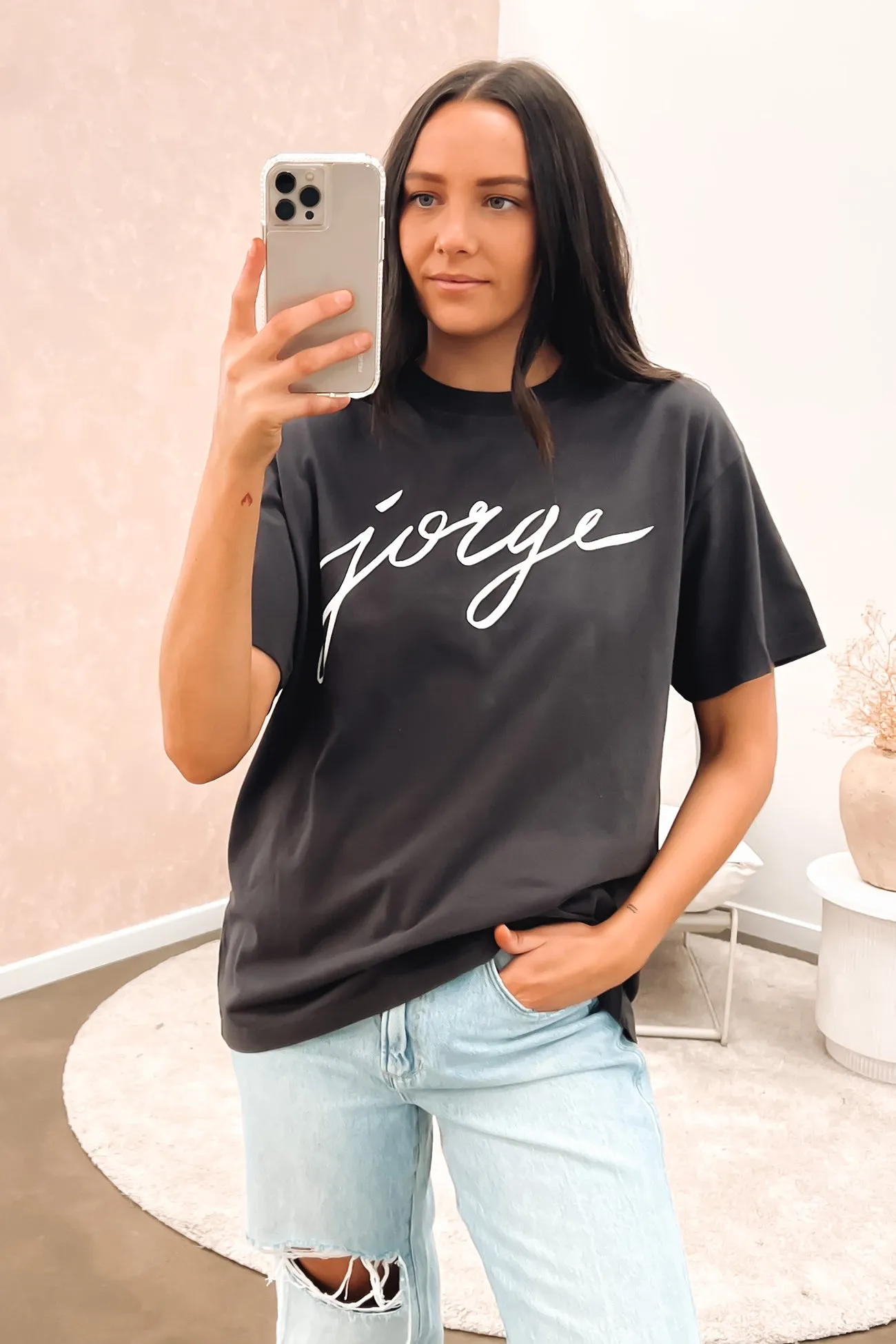 Jorge Script Tee Washed Black