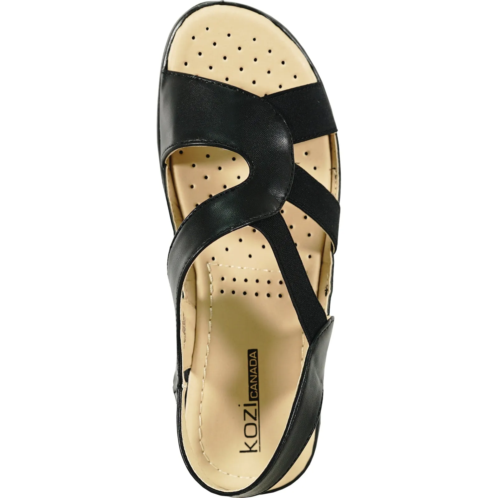 kozi Women Sandal OY3132 Comfort Wedge Sandal Black