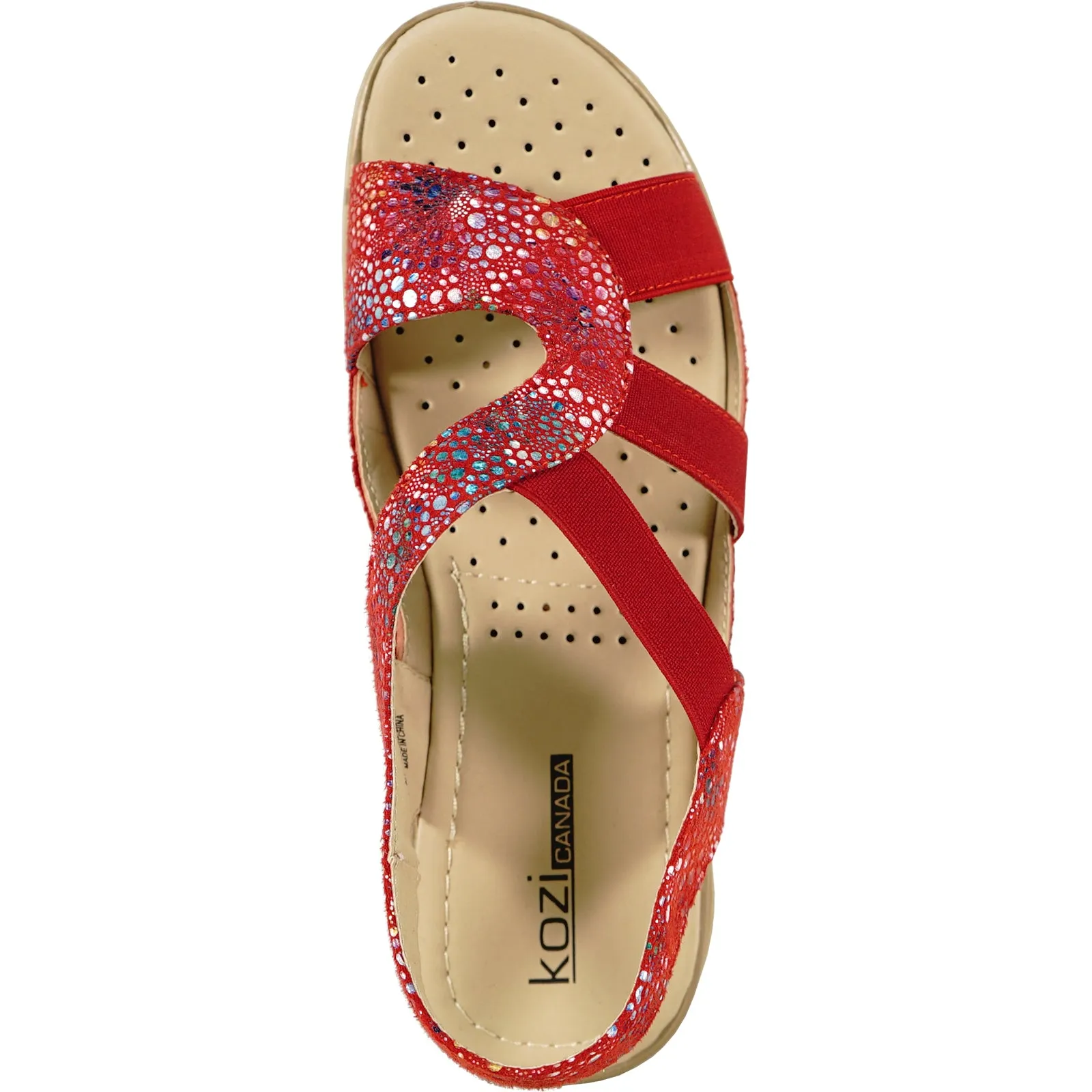 kozi Women Sandal OY3132 Comfort Wedge Sandal Red