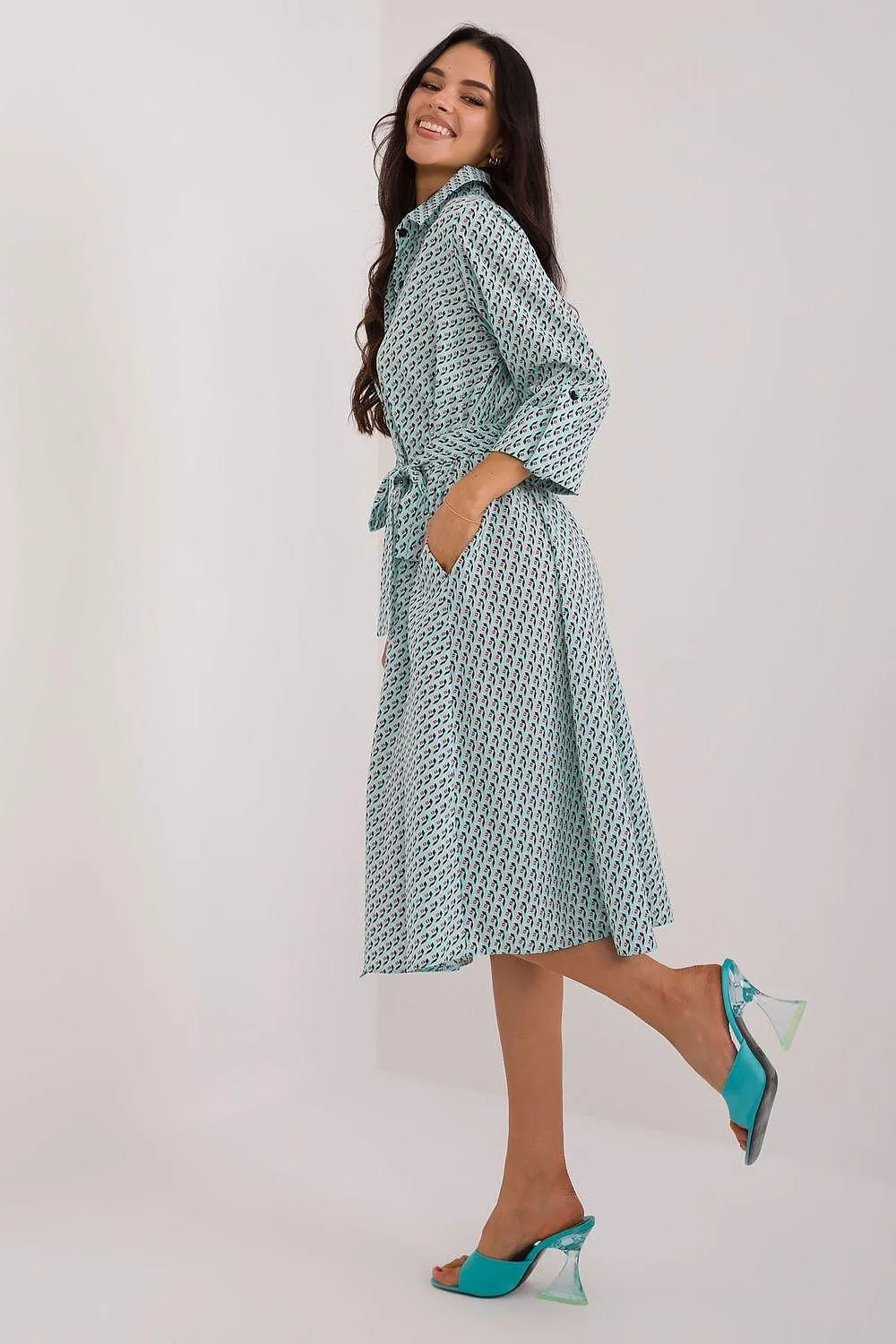 Lakerta flared cut shirt dress