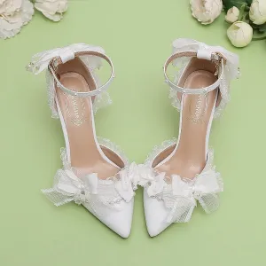 Lily of the valley Elegant Elf Fairy Princess Wedding High Heels - White