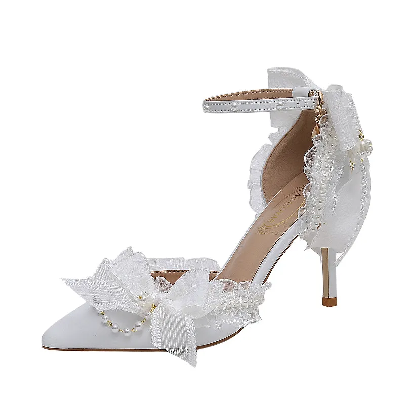 Lily of the valley Elegant Elf Fairy Princess Wedding High Heels - White