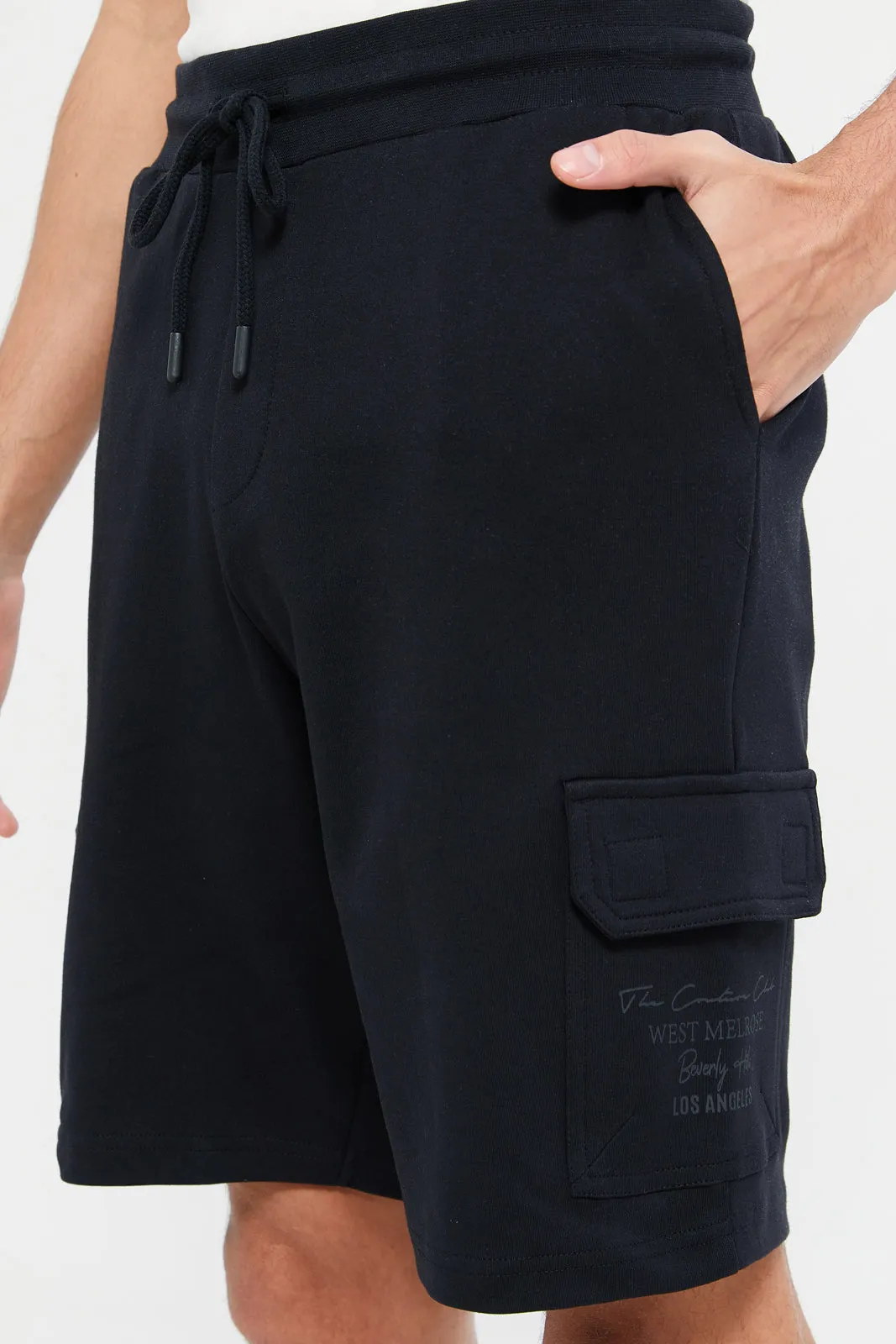 Men Black Cargo Shorts