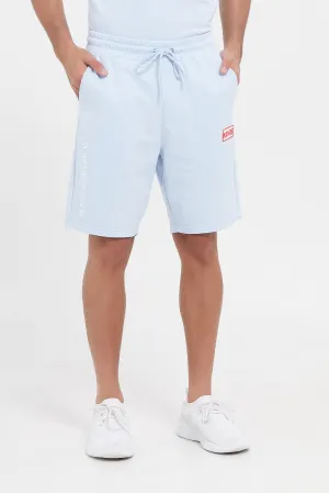 Men Blue Embroidered Lounge Short