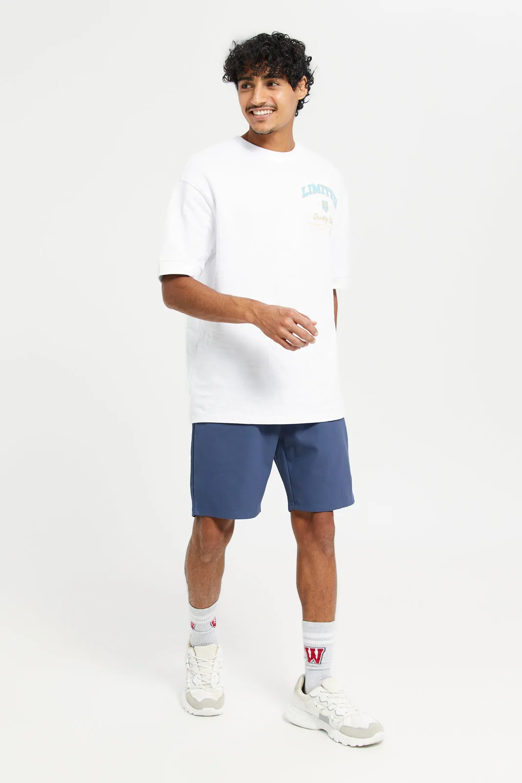 Men Blue Pull On Shorts