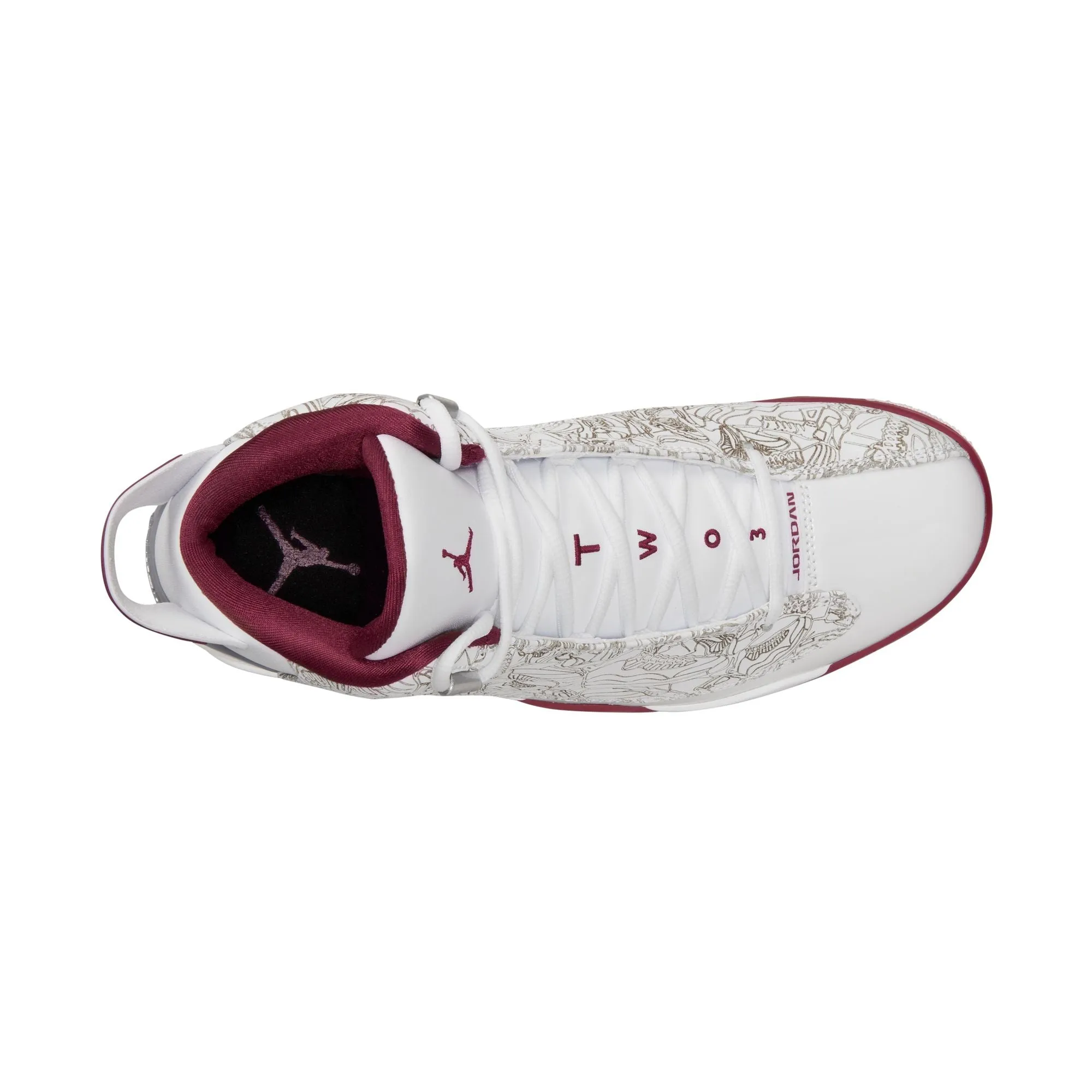 Men's Air Jordan Dub Zero - WHITE/CHERRYWOOD RED-METALLIC SILVER