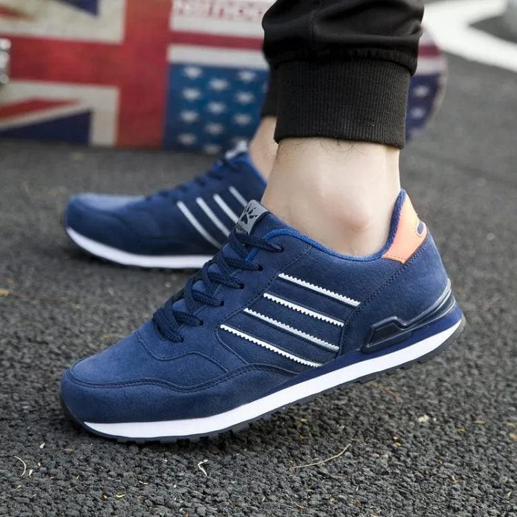 Men's Lightweight Leather Sneakers for Outdoor Walking and Running - Comfortable Casual Sport Shoes