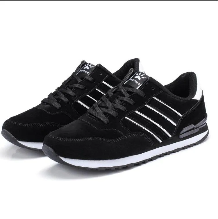 Men's Lightweight Leather Sneakers for Outdoor Walking and Running - Comfortable Casual Sport Shoes