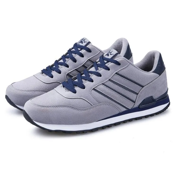 Men's Lightweight Leather Sneakers for Outdoor Walking and Running - Comfortable Casual Sport Shoes