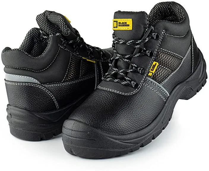 Mens Safety Boots Steel Toe Cap Work Footwear | Black Hammer