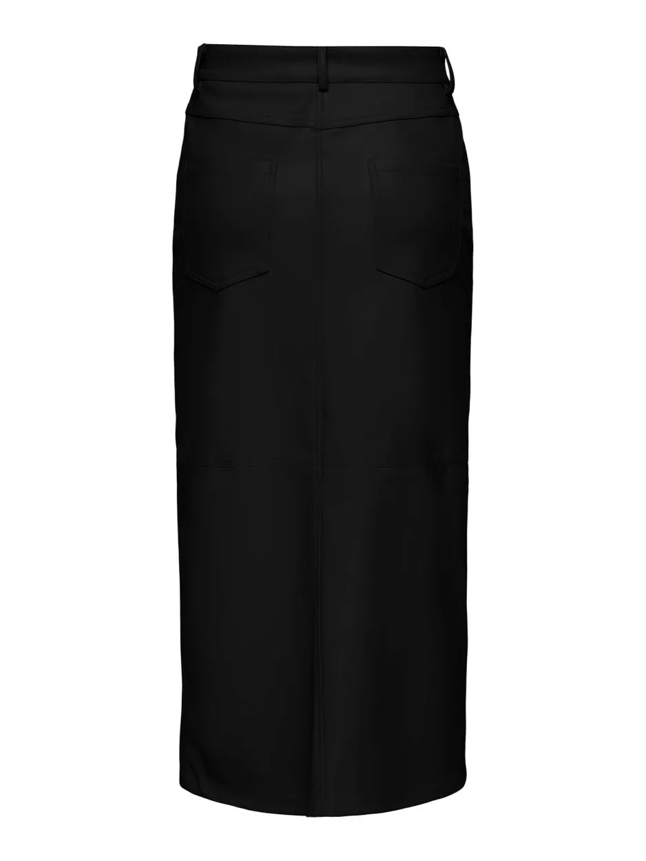 Onlrima Faux Leather Long Skirt Otw - Zwart