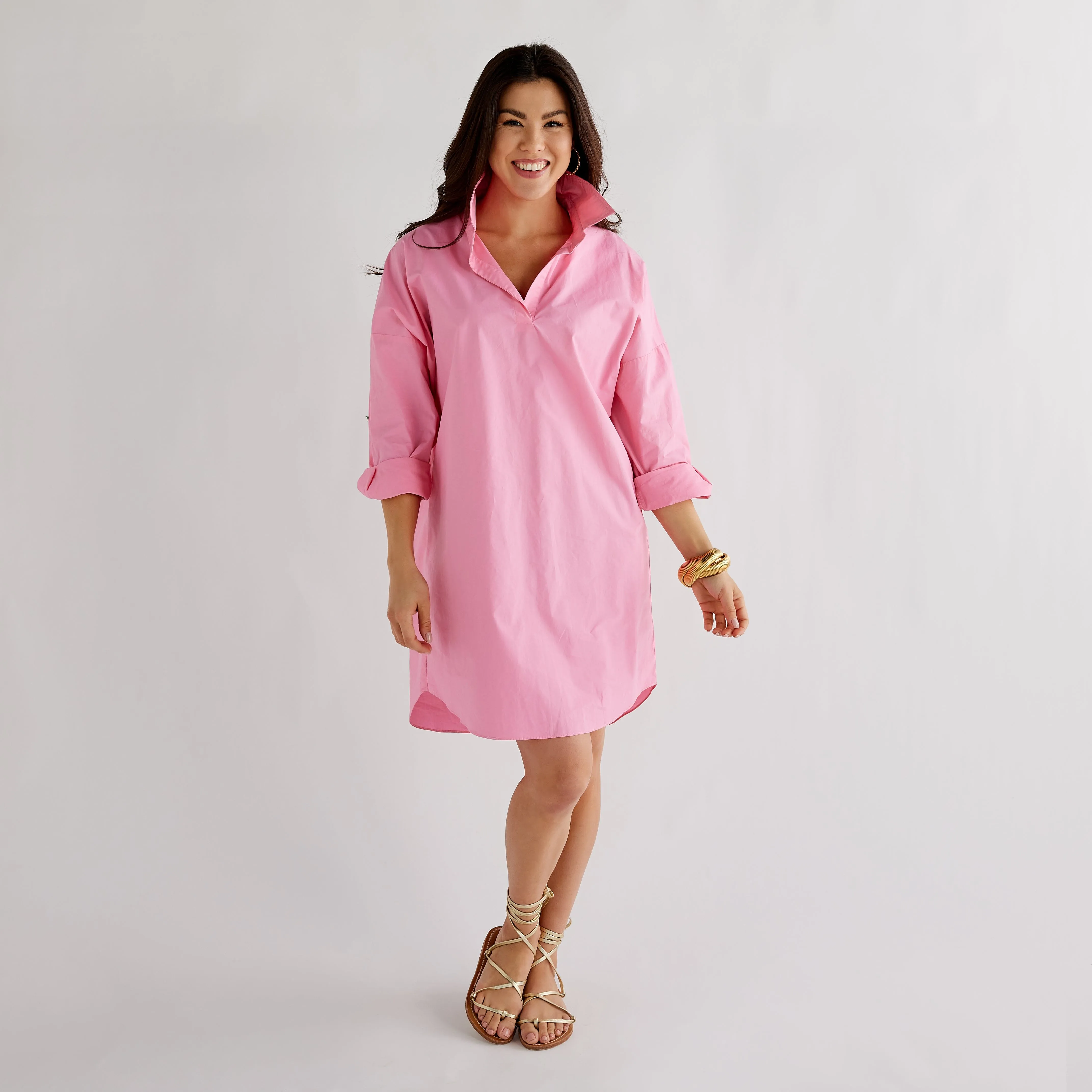 Preppy Star Dress - Pink with Green Star