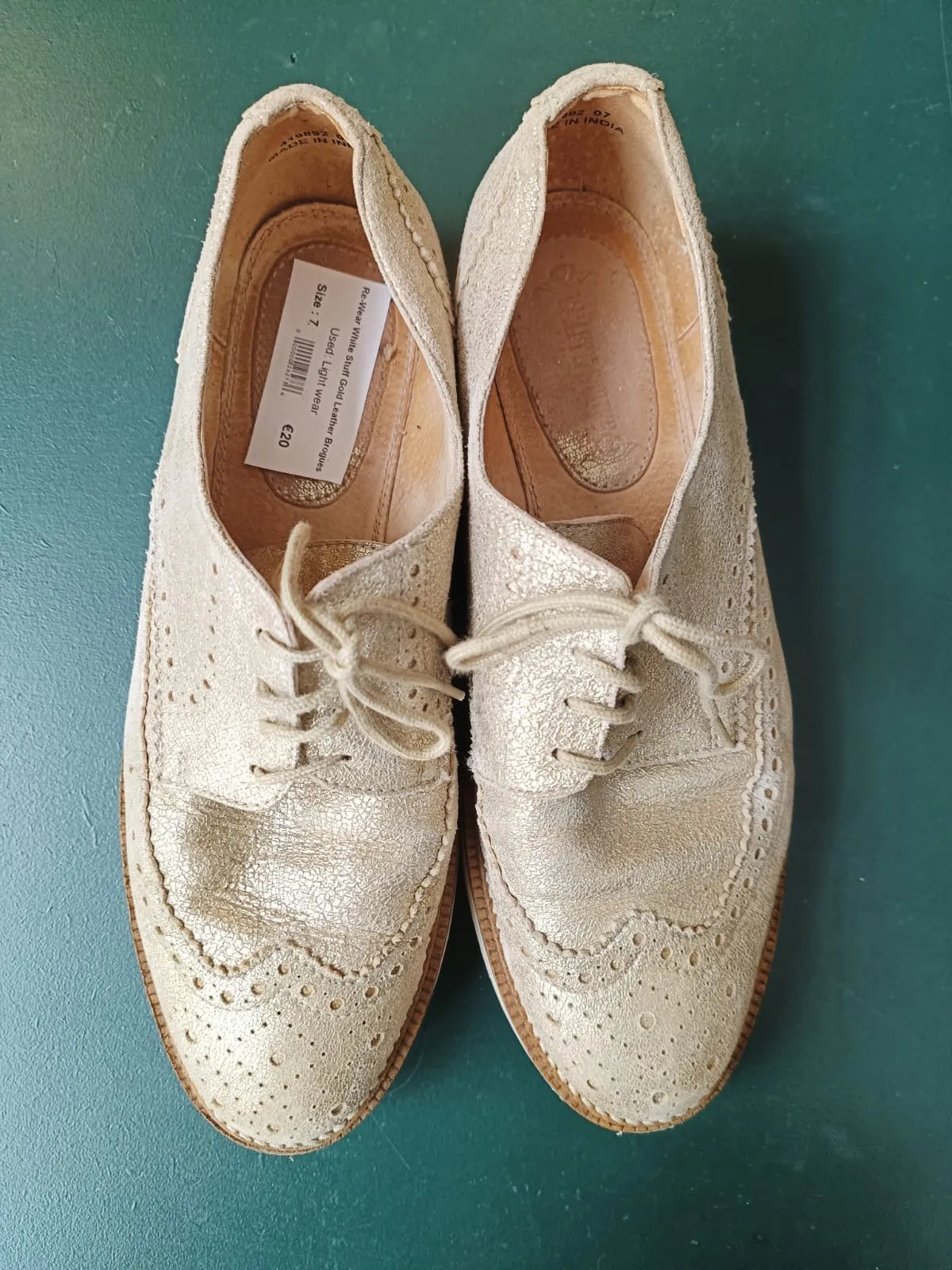 Re-Wear White Stuff Gold  Brogues Size 7