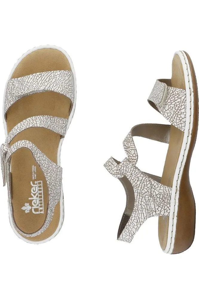 Rieker Ladies 659C7-81 Pattern/White Sandal