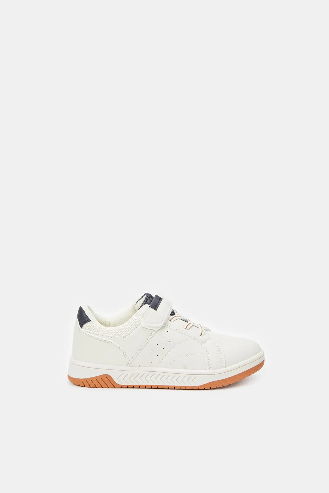 Senior Boys Beige Material Block Sneaker