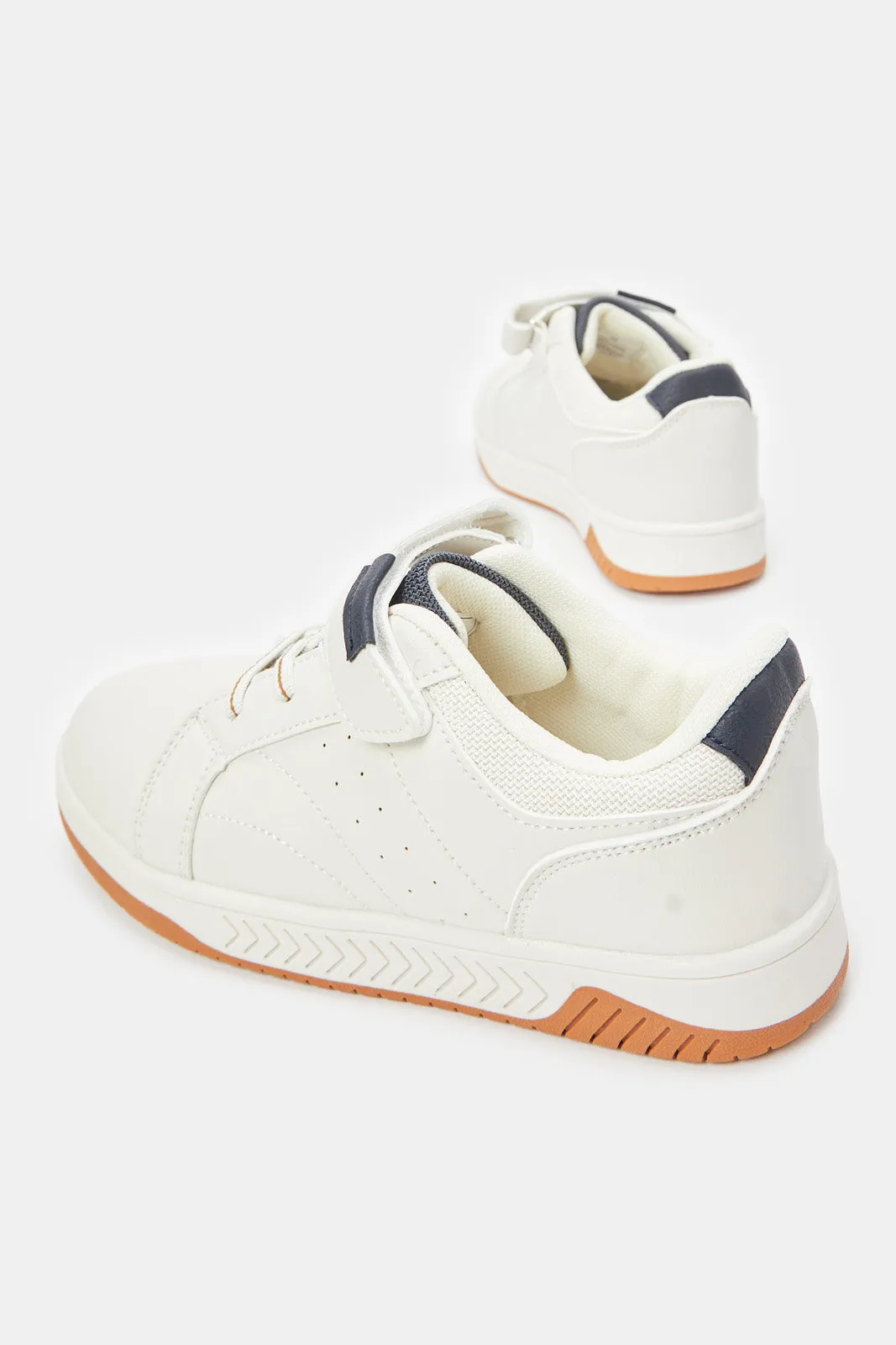 Senior Boys Beige Material Block Sneaker