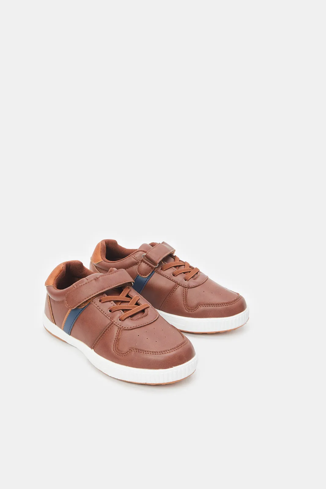 Senior Boys Brown Material Block Skate Shoe