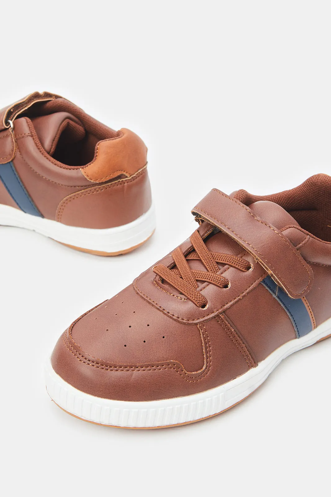 Senior Boys Brown Material Block Skate Shoe