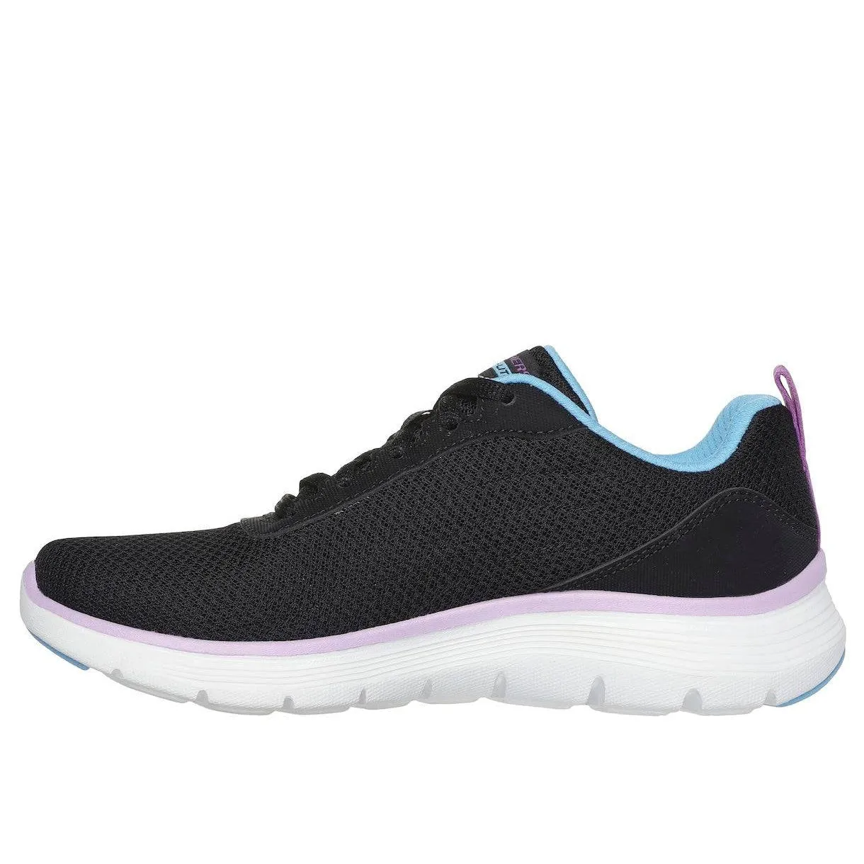 Skechers 150200 Flex Appeal 5.0-New Thrive Ladies Black Multi Textile Vegan Lace Up Trainers