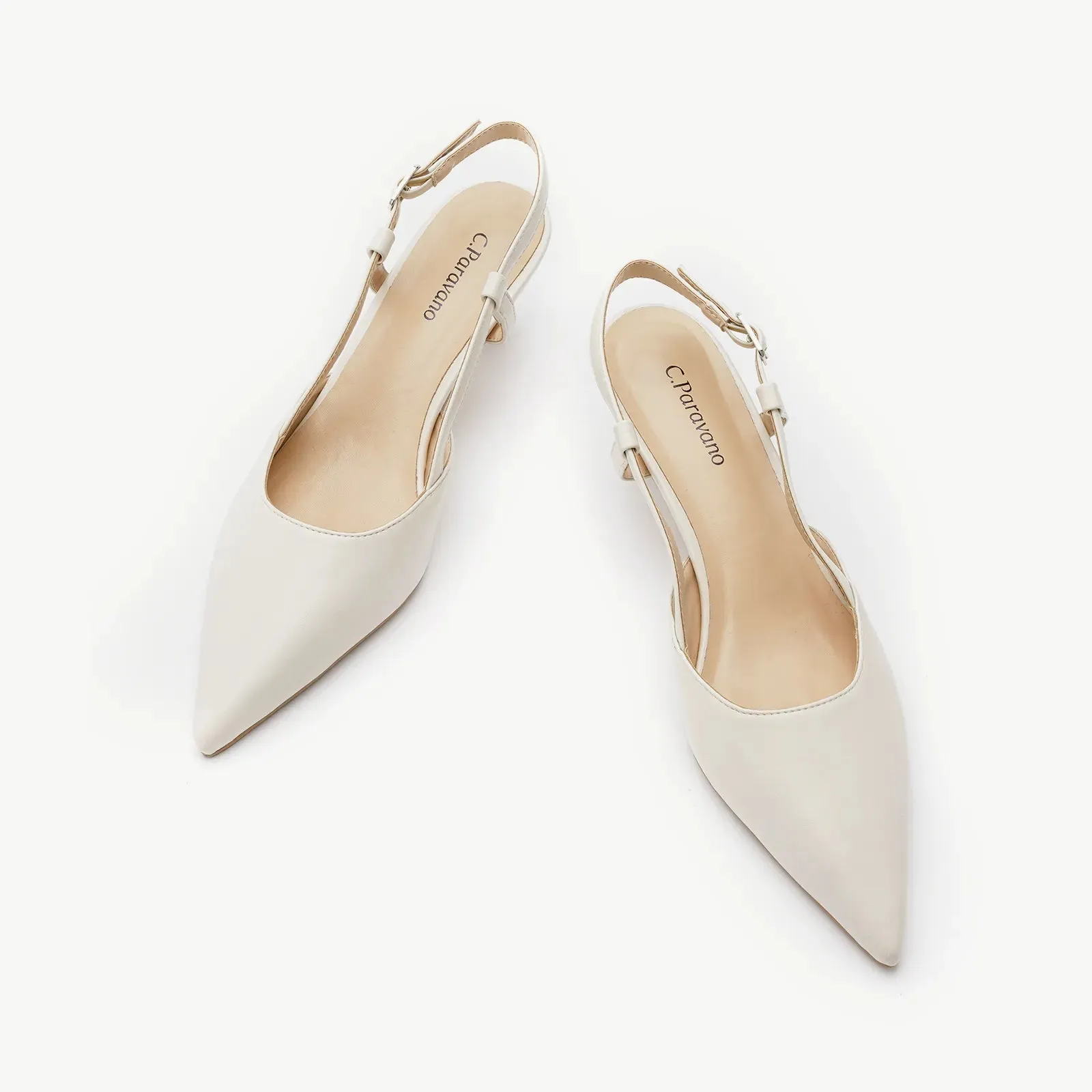 Sleek Slingback Pumps (Helen) White