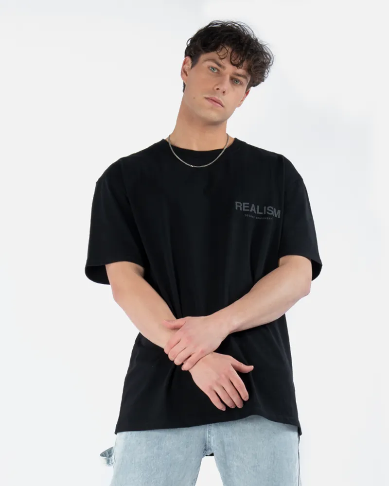 SSS REALISM BACK LOGO REFLECTIVE BLACK TEE