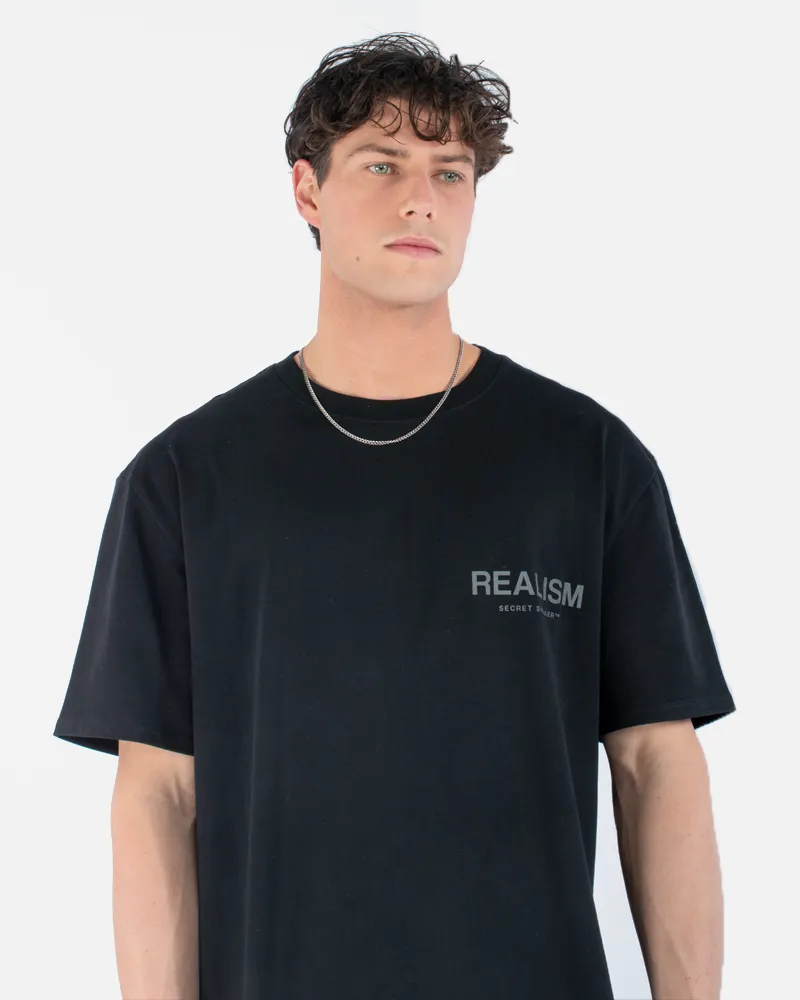 SSS REALISM BACK LOGO REFLECTIVE BLACK TEE