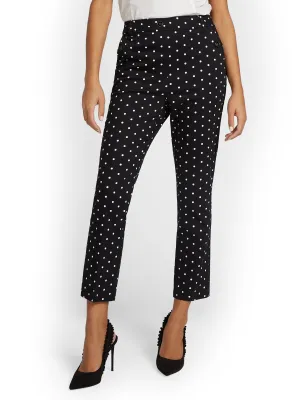 Straight-Leg High-Waisted Polka-Dot Ankle Pant - NY&Chic Collection